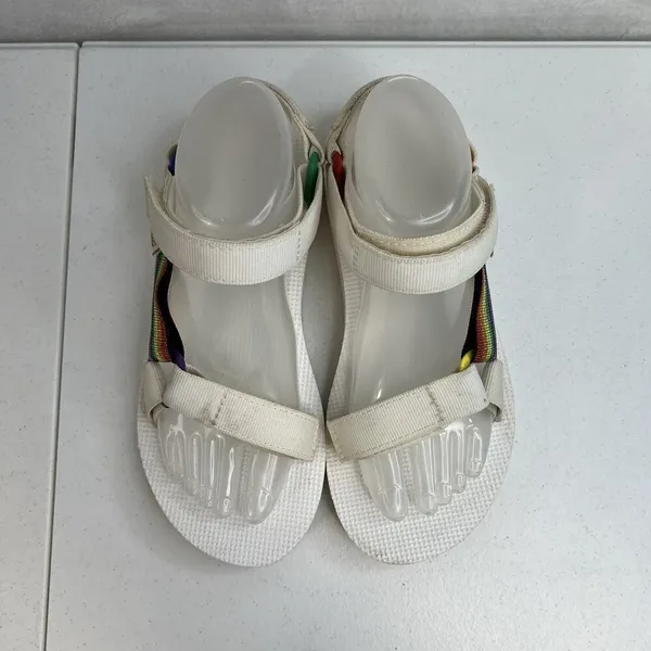 Teva‎ Size 7 Sandals Original Universal Pride White Rainbow 1125890 Adjustable - Image 6