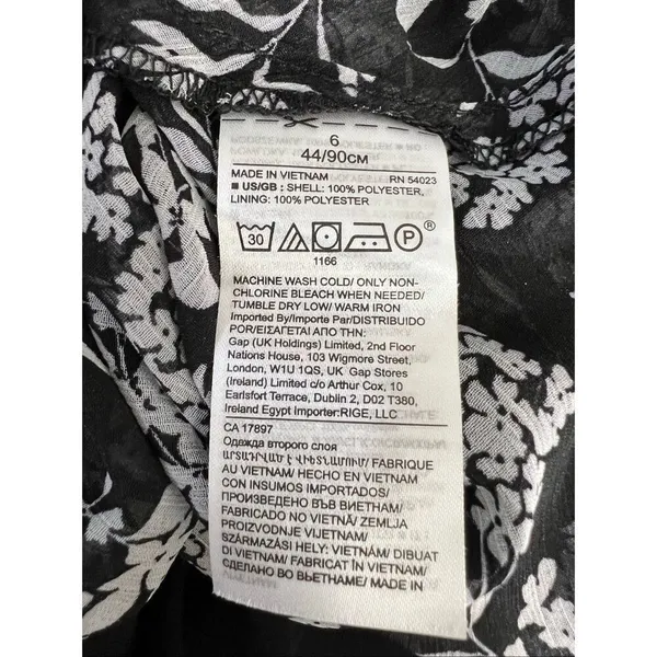 Banana Republic Elegant Ruffle Dress Black/White Floral print Size 4 Asymmetric - Image 12