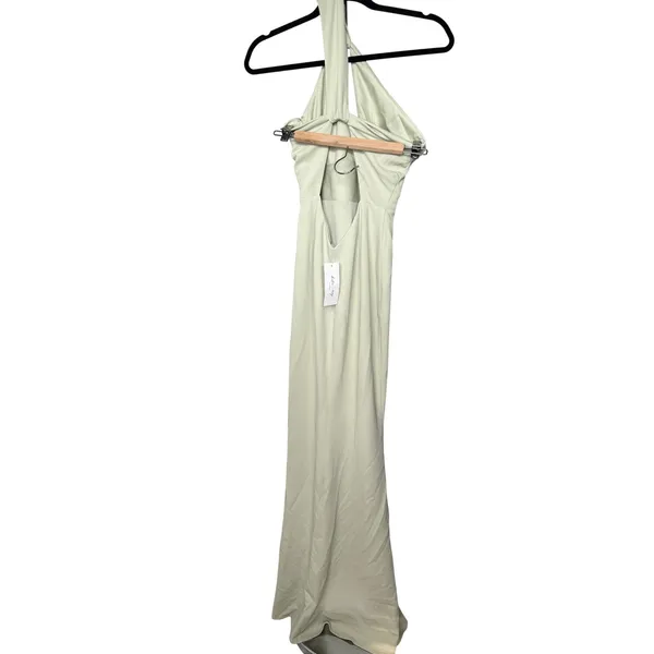 Katie May One Shoulder Keyhole Cutout Gown Sage Green Maxi Dress NWT - Image 7