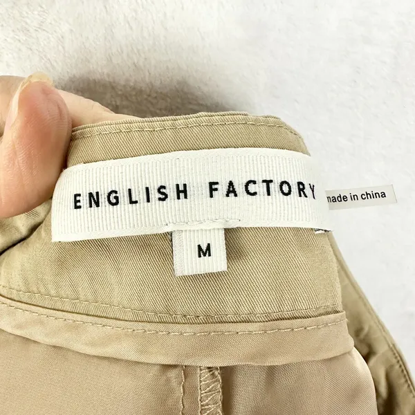 English Factory Tuck Detailed Shorts Size Medium Beige High Waist Pleated - Image 7