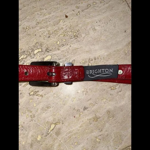 Brighton 03507 Red Leather Southwest Beaded Belt Size Women's‎ M - Image 2