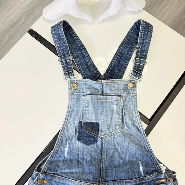 GUESS Jeans Denim Shortalls / Overalls Shorts | Distressed Raw Hem Vintage Vibe | Size S 💙 - Image 6