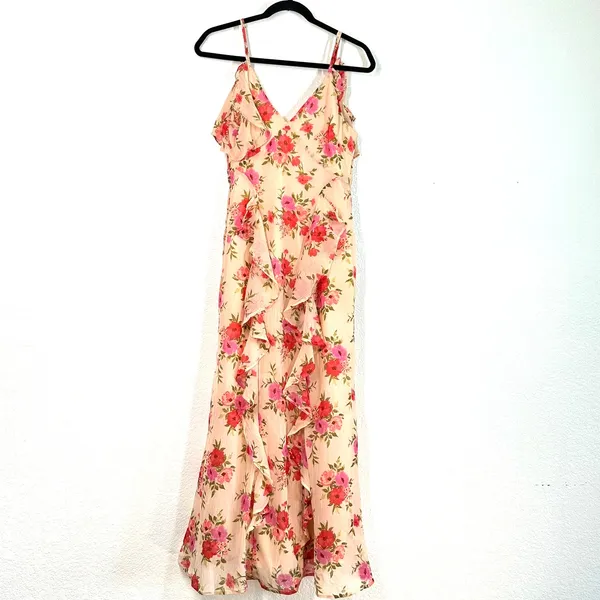NWT Old Navy Floral Ruffle Maxi Dress Chiffon Wedding Guest Cottage Core Flowey - Image 3
