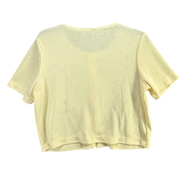 Vintage Teddi Cardigan Top Womens M Yellow Floral Embroidered Cottage Dainty - Image 4