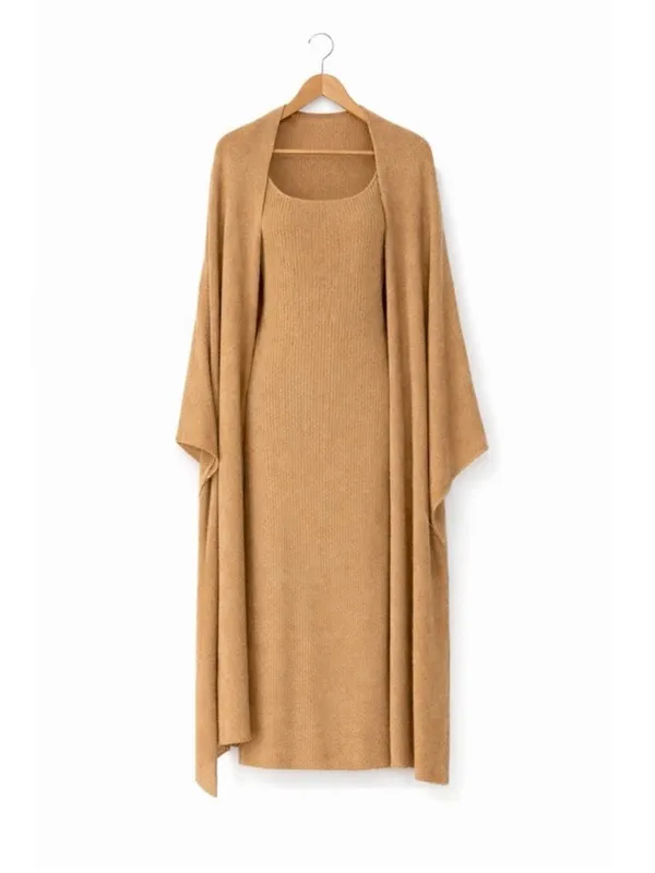 NWT Revolve x LPA Salmah Dress in Camel Tan *Shawl has a Flaw - Image 2