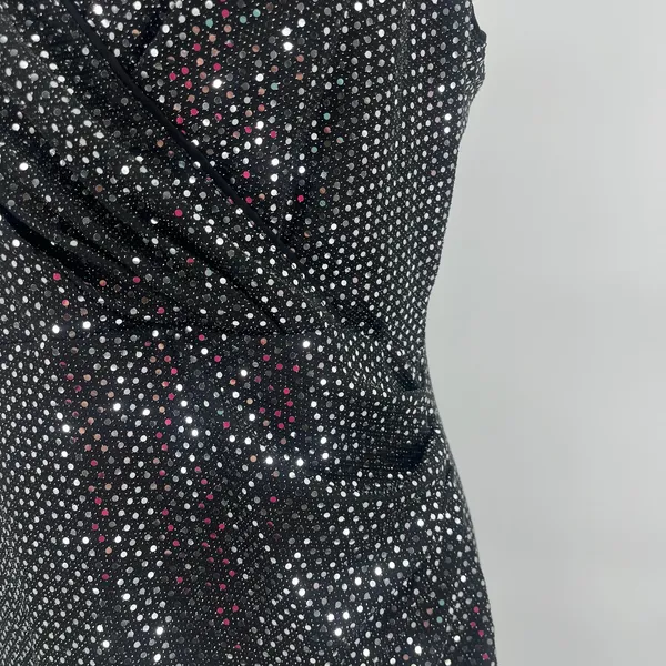 Grace Karin Silver Sequin Dress Sz L Mob Wife Holiday Clubwear Ruched Sparkly - Image 12