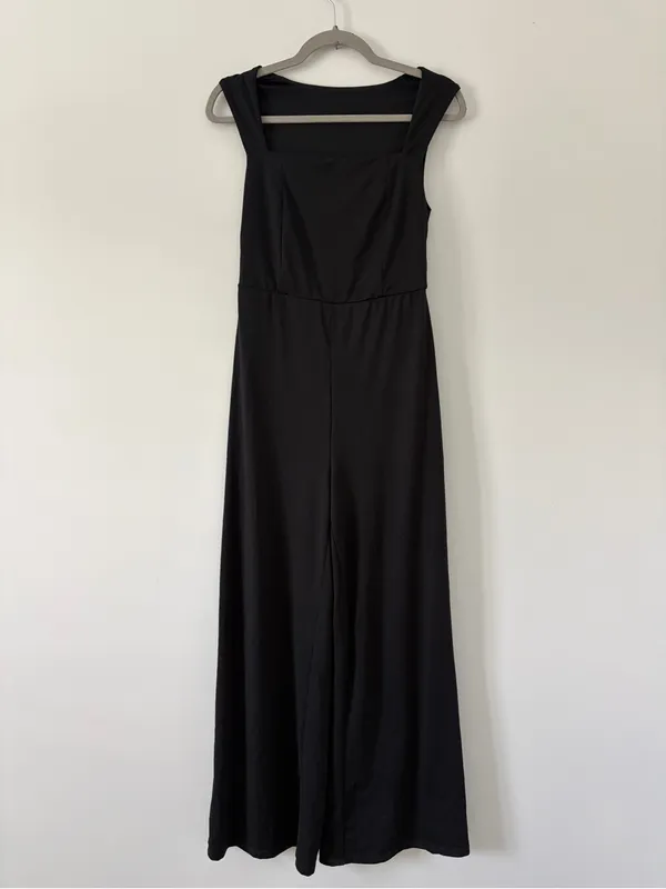 Halara Black Square Neckline Sleeveless Wide Leg Business Casual Jumpsuit S - Image 2