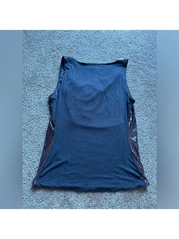 White House Black Market Sequin Cowl Neck Top Medium - Image 6