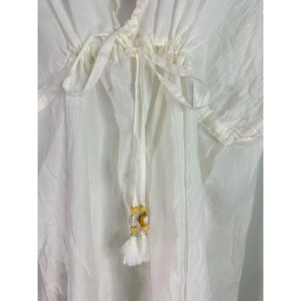 Aerie Women's Beach Coverup Top V Neck Tassel Front White XS‎ NWT - Image 2