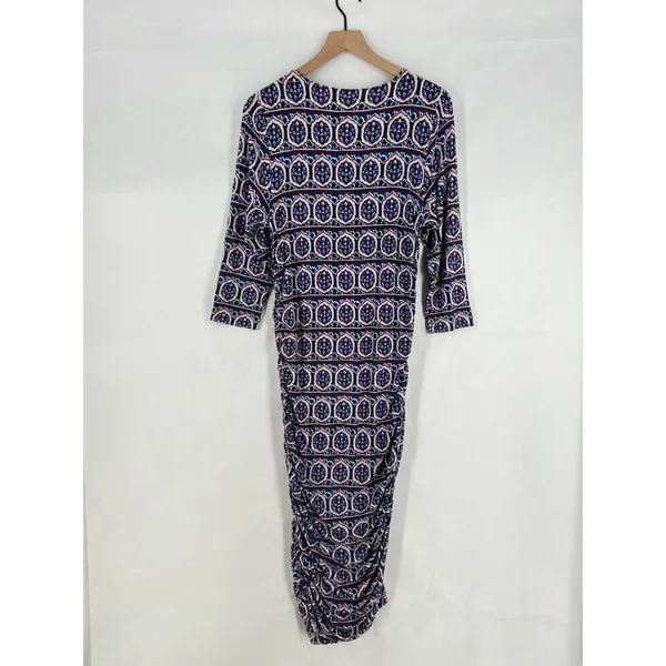 Anthropologie Moulinette Soeurs Medea Ruched Column Dress‎ Womens Large Blue Geo - Image 9
