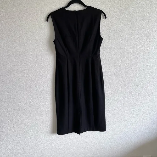 Club Monaco Women's Black Wool Pleated‎ Sheath Dress - Image 3