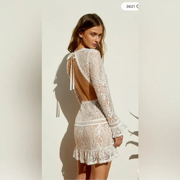 For Love & Lemons - Emerie Cut Out Dress in White Size Small - Image 2