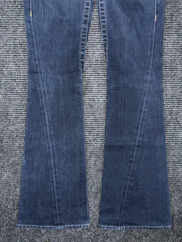 RARE Vintage True Religion Low Rise Twisted Flare Jeans Sz 26 x 33 Dark Wash Y2K - Image 5