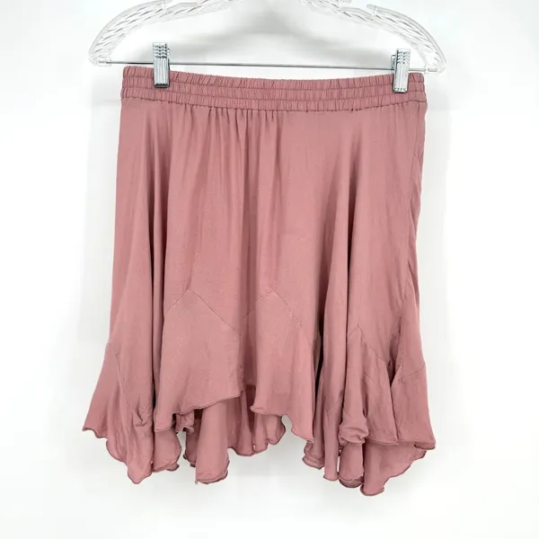 Free People Easy Does It Mini Skirt Womens Medium‎ Mauve Boho Ruffle Fairycore - Image 5