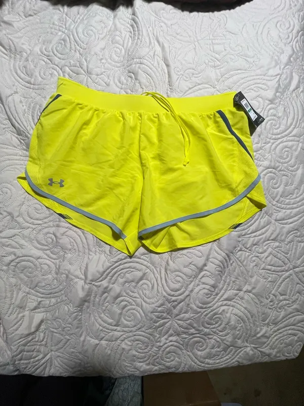 Under Armour Women's Neon Lime Training Shorts with Gray Reflective Trim‎ - Image 16