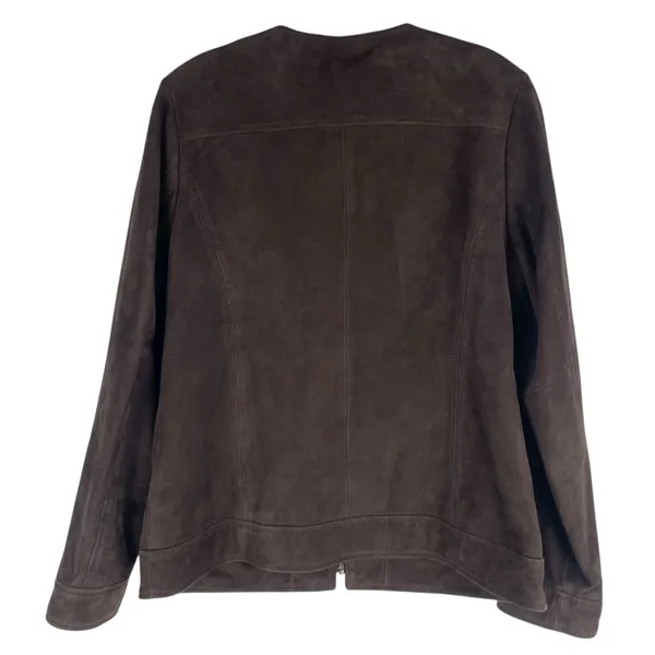 J. Jill Genuine Suede Leather Zip Jacket Walnut Brown Size S - Image 7