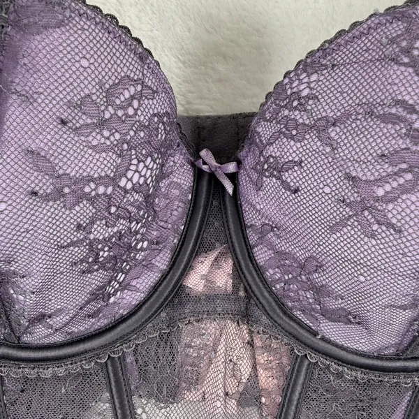 Victoria's Secret Lace Corset Top Purple‎ Bustier Underwire S-DD 11240101 NEW - Image 2