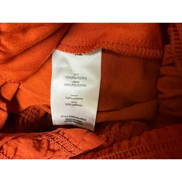 Francesca's Rust Orange Smocked Wide Leg Jumpsuit Long Sleeve Square Neck XL NWT - Image 7
