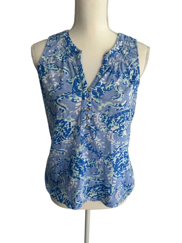 LILLY PULITZER Sea Turtle Blue Tank Top Size Small - Image 3