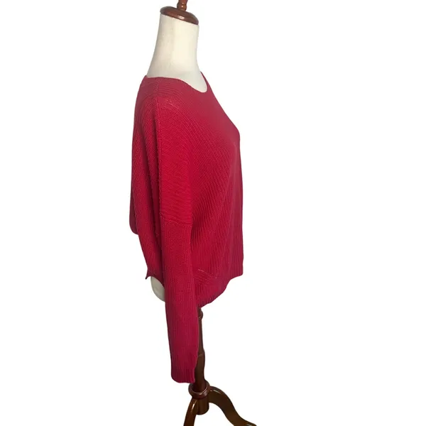 Hollister Red Ribbed Knit Crewneck Sweater Size Large - Image 3