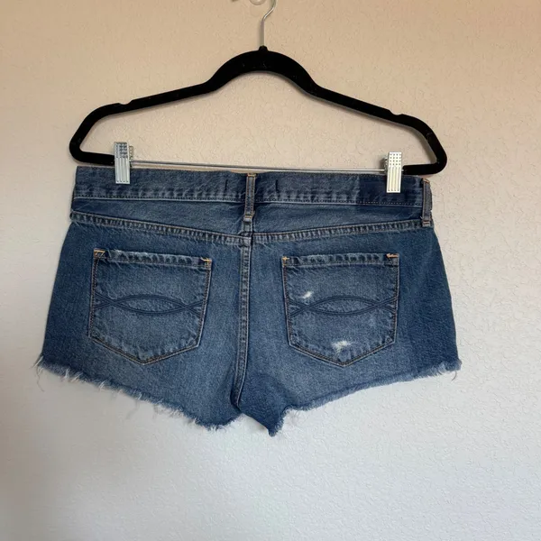 Abercrombie & Fitch Y2K Mini Micro Low Rise Jean Shorts Patchwork Embroidered 27 - Image 2