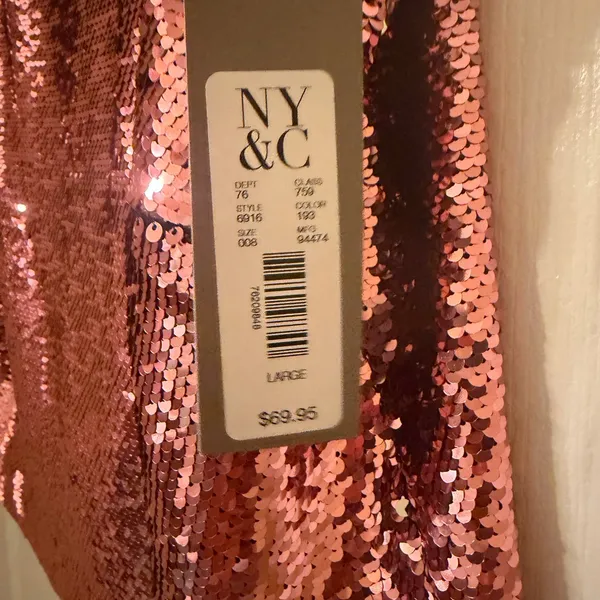 New York & Company Rose Gold Sequin sleeveless with silver sequin undertones Top - Image 5