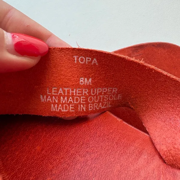 Matisse Topa Sandals Womens 8M Orange Leather Crisscross Slide Made in Brazil - Image 6