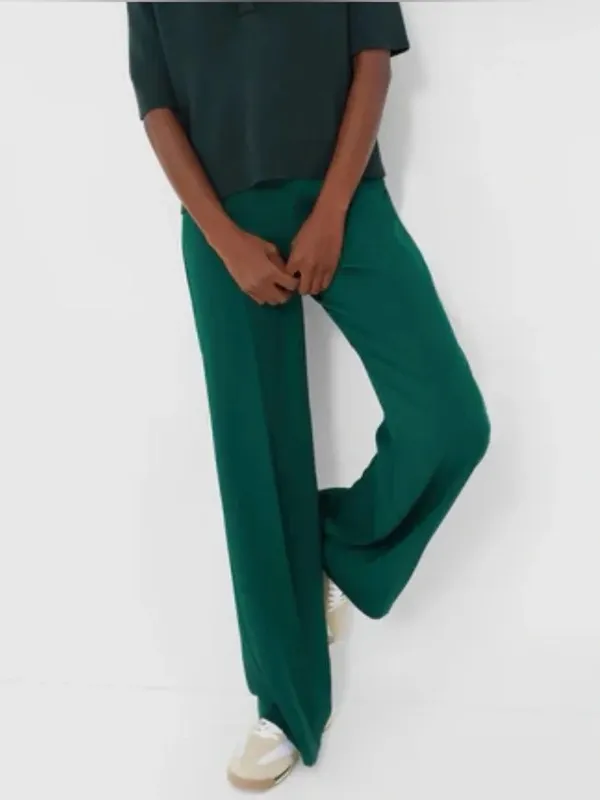 Tuckernuck • Erin Pants wide leg Deep Green dark trouser flat front satin twill - Image 11