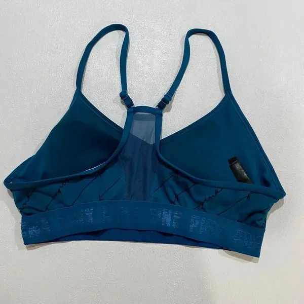 PINK Victoria’s Secret Active Bralette Blue Teal Logo Sports Bra L - Image 3