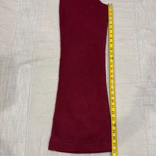 Self-E Womens Burgundy Corduroy 26x28 Flare Wide‎ Leg Pants Elastic Waist Size M - Image 10