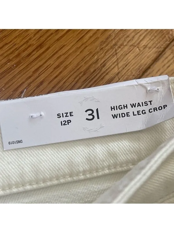 Ann Taylor LOFT High Waist Wide Leg Crop Jeans White Size 12P/31 - Image 6