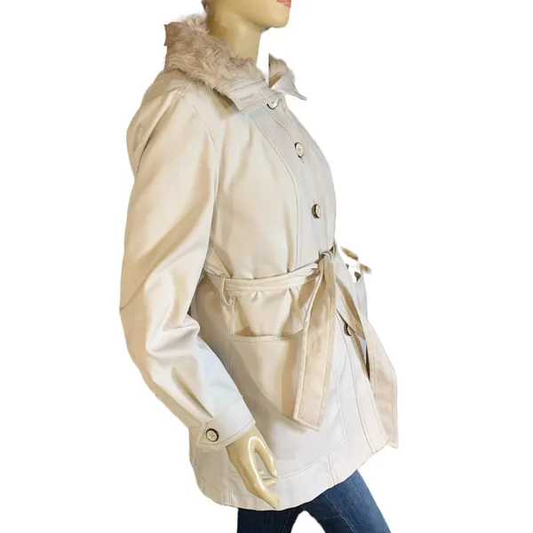 Vintage 1970'S Beige London Fog Faux Fur Lined Short Trench Coat (10) - Image 3