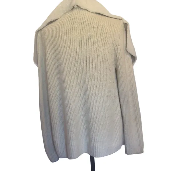 One World Faux Fur & Suede Sweater Jacket, Size M (oversized) - Image 4