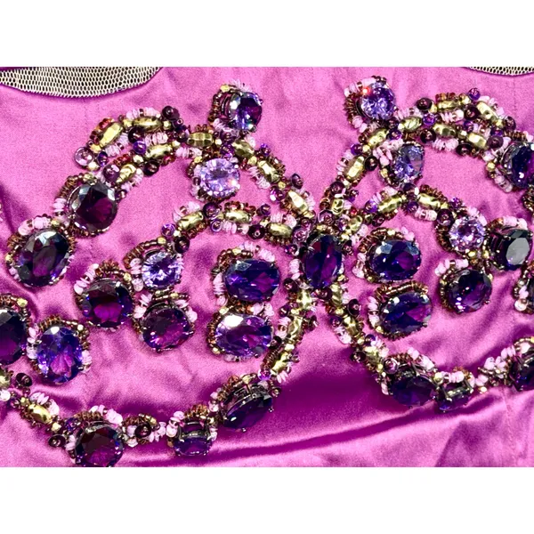 NWT Mandalay Oleander Purple Beaded Embellished Midi Cocktail Evening Dress Sz 2 - Image 5