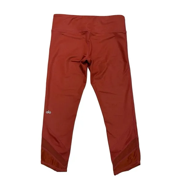 Alo Yoga Sz Medium Edge Sunbaked Capri Airbrush Crop Leggings Burnt Orange Pants - Image 4
