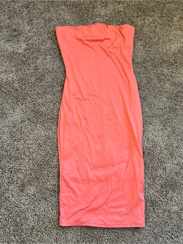 Strapless Coral Bodycon Dress Pink - Image 2