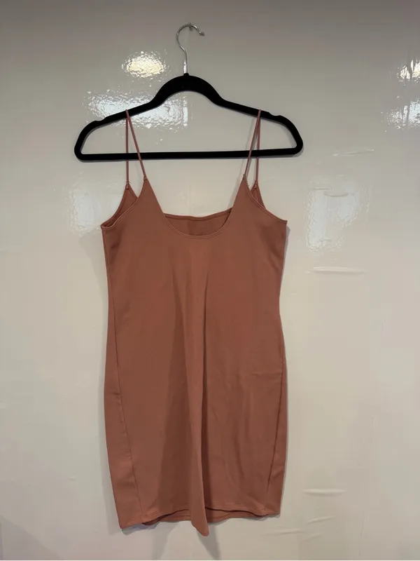 Abercrombie‎ and Fitch ribbed Slim Spaghetti Strap Tank Dress - Rust Pink - Image 4