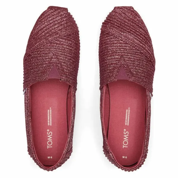 NEW TOMS Alpargata Dark Rose Textured Glitter Cord Slip On Loafer Shoes Pink 5.5 - Image 3