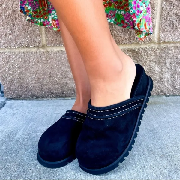 Free People Milo Everyday Mules in Black NIB NEW Suede Leather Chunky Size 7 - Image 6