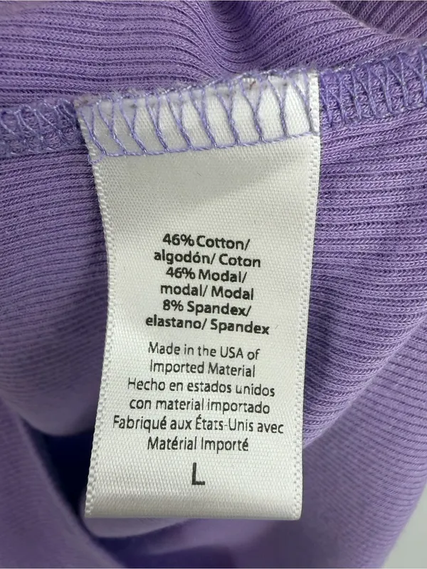 Beyond Yoga take the plunge purple ribbed v neck cropped tee women’s L - Image 3
