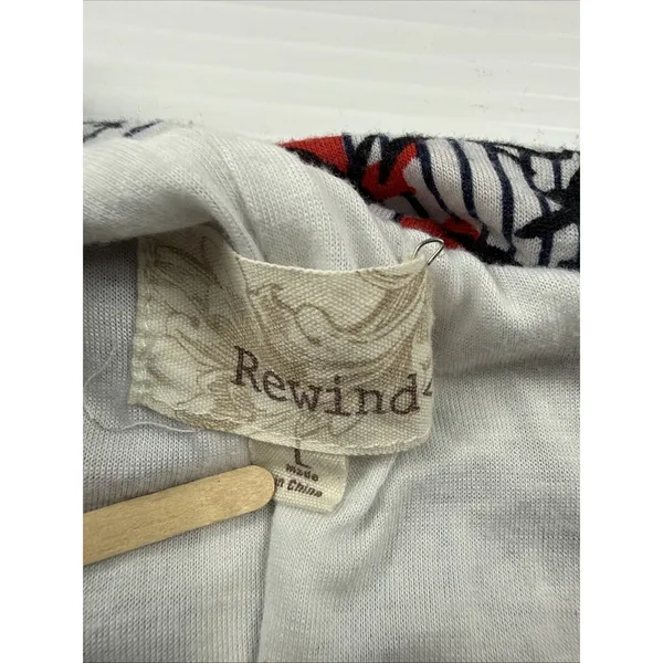 Rewind Womens Retro Denim Short Asymmetrical Tank Top Y2K One-Piece Romper L - Image 5
