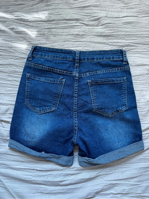 SHEIN Blue Denim High-Waist Jean Shorts - Image 5