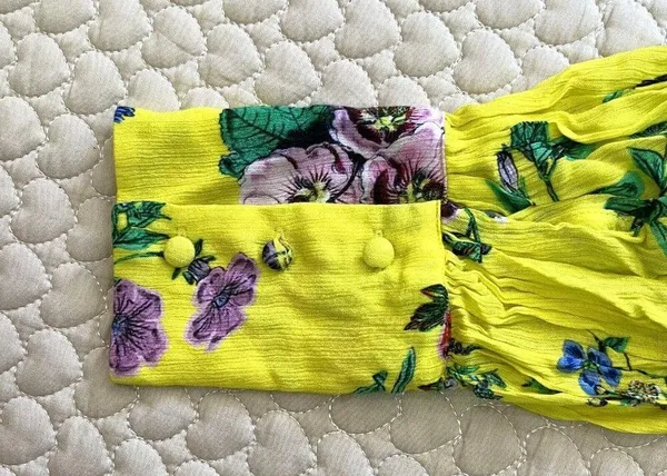 NWOT Superdry Wonens Long Sleeves Ruffled Floral Mini Dress Yellow Size 12 - Image 9