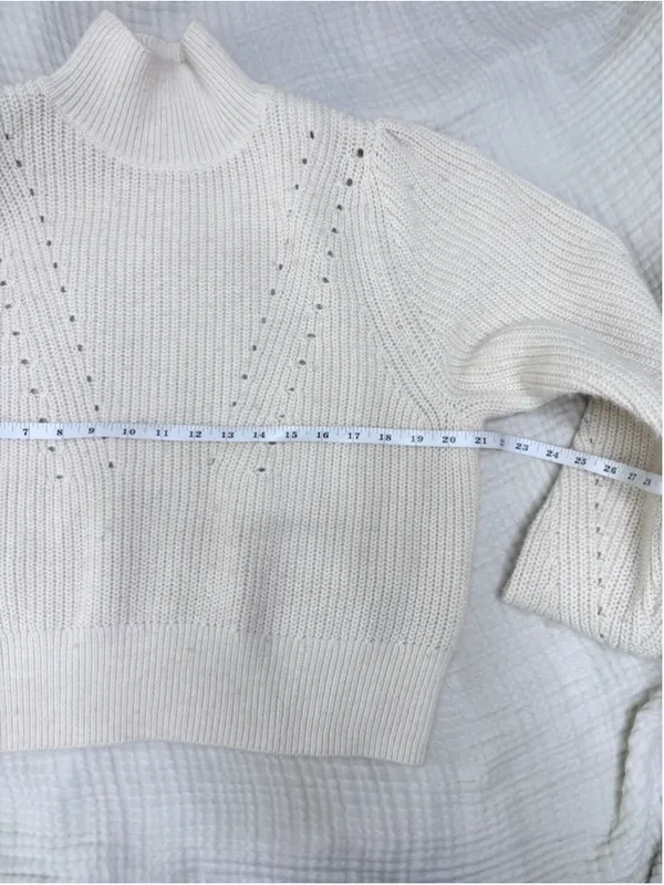 Women's H&M Cream Turtleneck Sweater Size S Ribbed Knit - Image 5