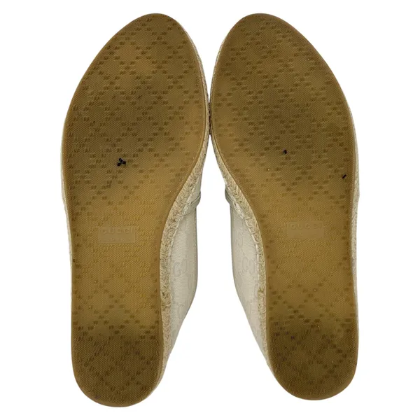 Gucci GG Supreme Monogram Canvas Espadrille Flats Cream Beige EU 37.5 - Image 9