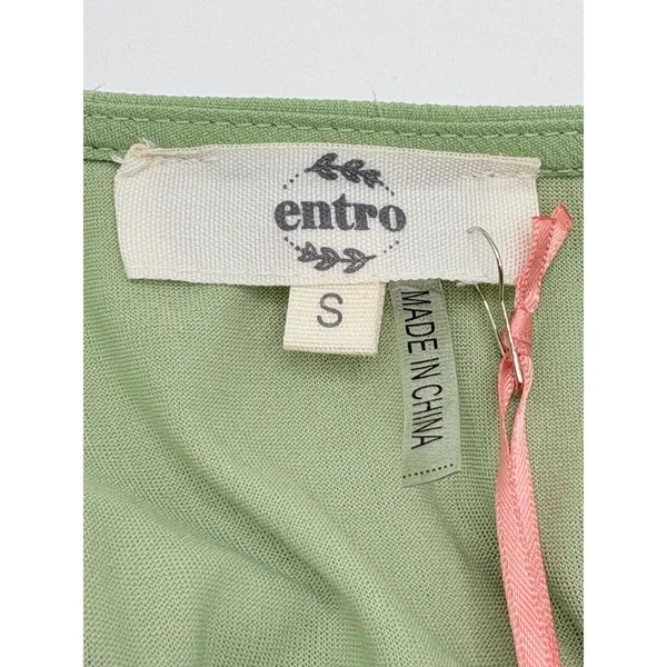 Entro Porch Swing Sips Mini Dress Pear Green Ruffle Button Front Small‎ NWT - Image 7