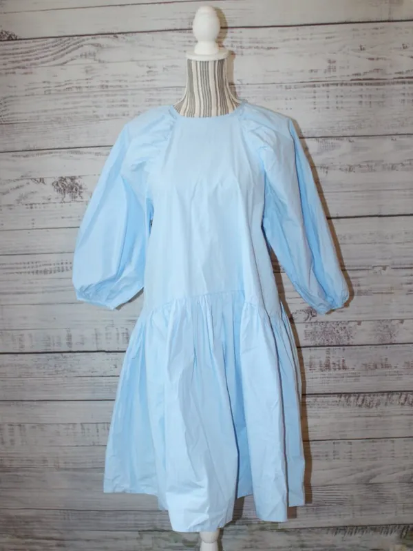 Vero Moda light blue poplin babydoll dress Size Medium - Image 2
