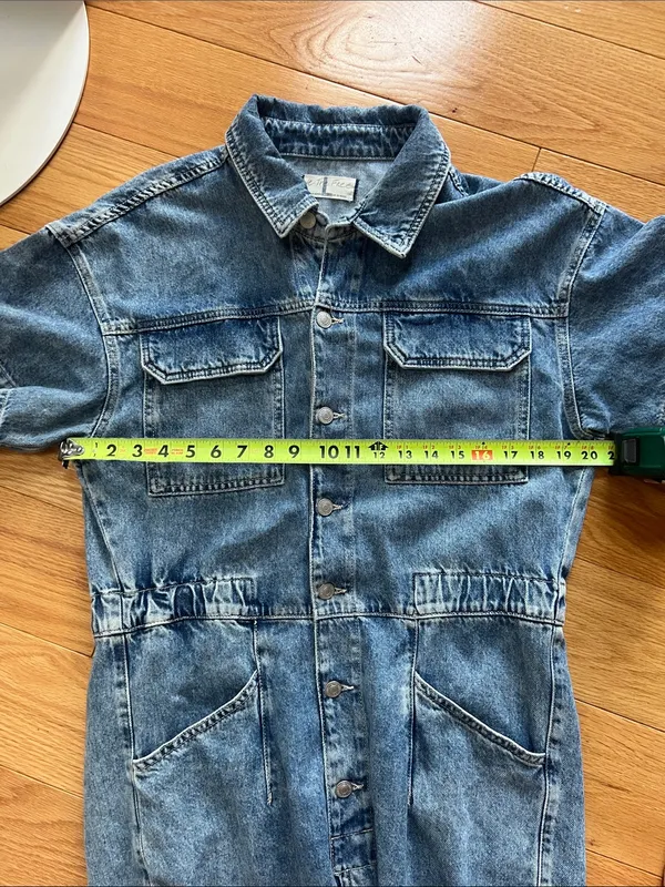We The Free Light Blue Denim Short-Sleeve Overall Jumpsuit - Image 6