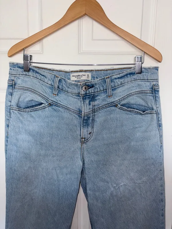 Abercrombie & Fitch The 90’s Straight Mid-Rise Jeans Blue Size 12 - Image 6