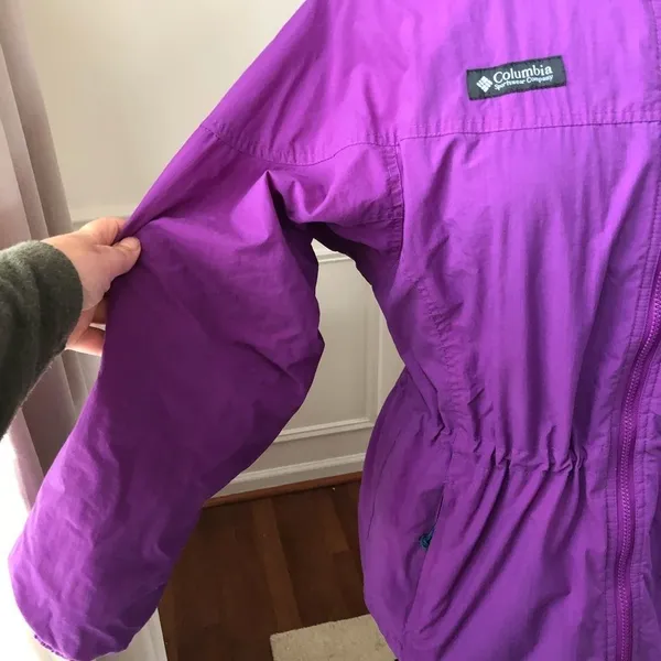 Vintage Columbia Bright Purple Nylon Fleece Coat M - Image 5